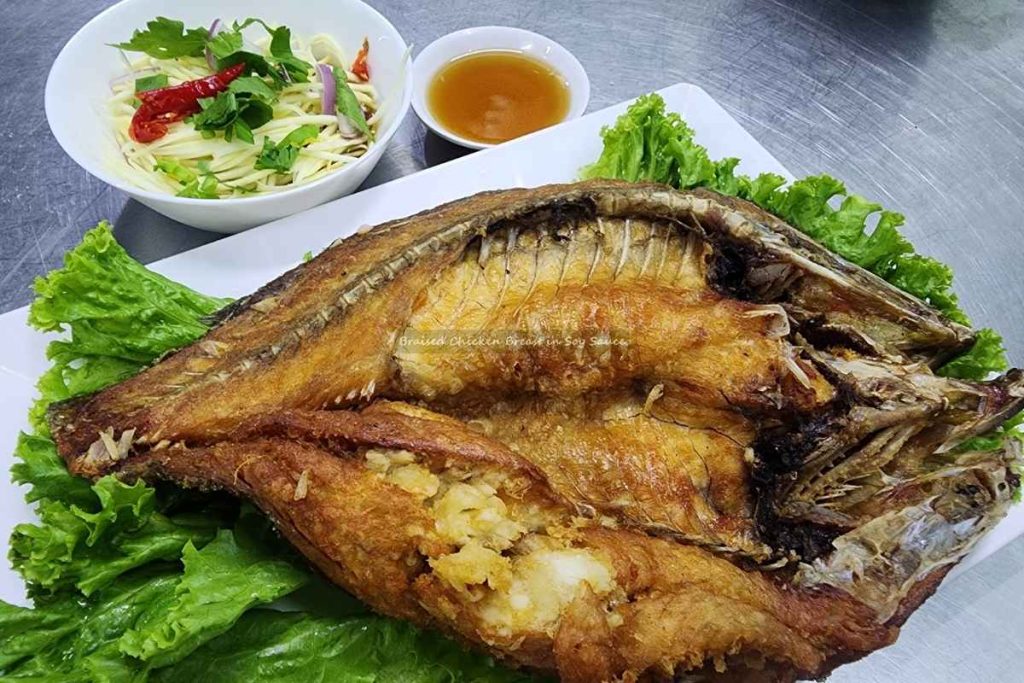 Featured - Pla Krapong Tod Nam Pla (Fried Sea Bass with Fish Sauce)