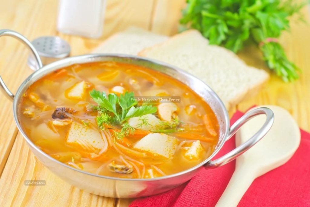 Fresh Herbs In Thai Soups